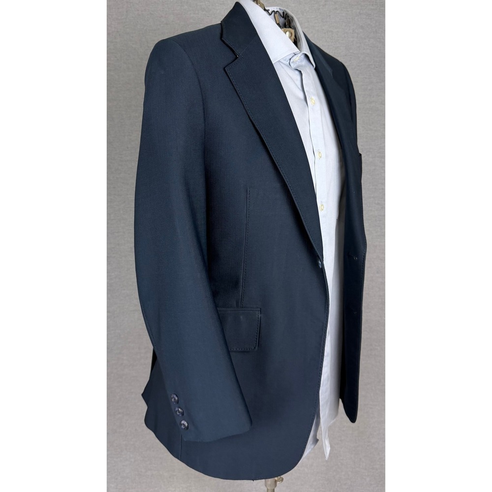 Vintage 60s Bespoke Navy Blue Blazer Sport Coat Tailored 40R Mid Century Modern